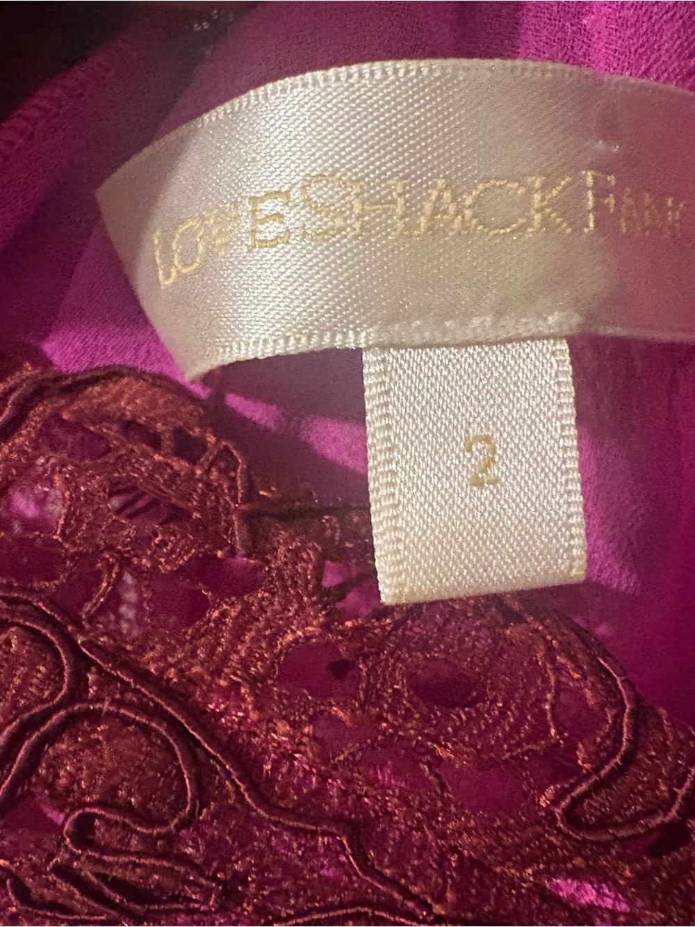 LoveShackFancy Magenta Lace-Detail Slip